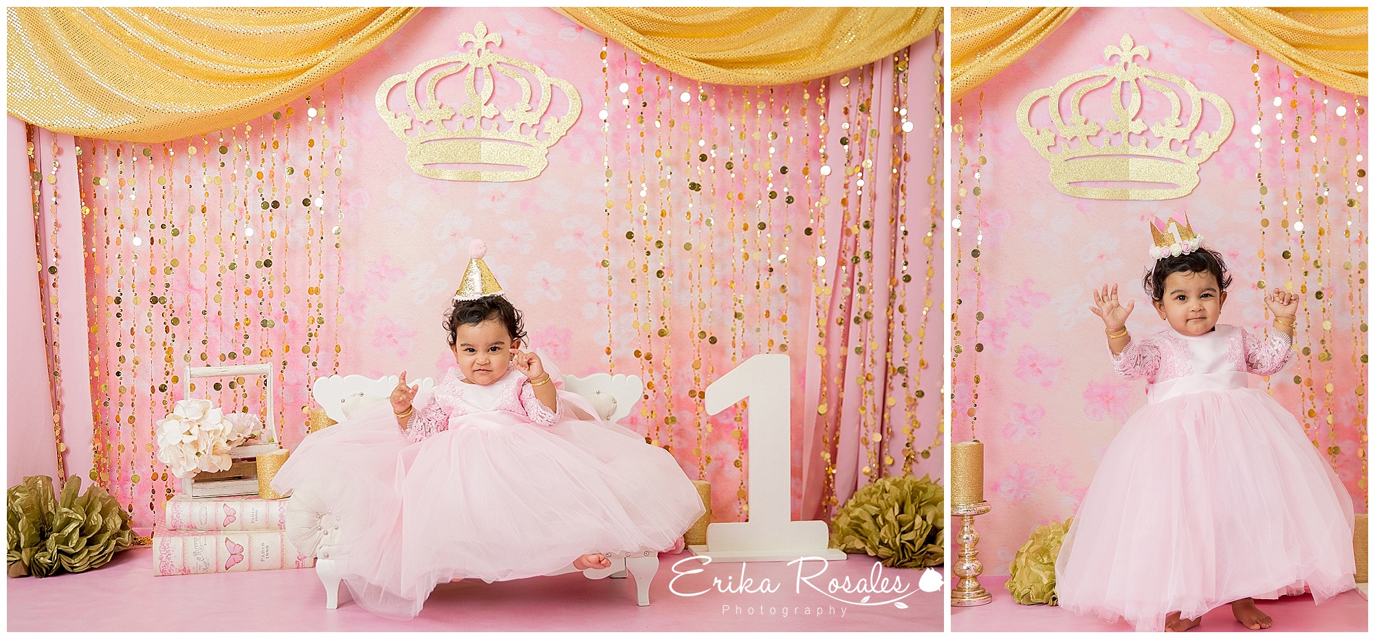 Smash cake Princess theme - Pink and Gold-Baby Photographer The Bronx ...